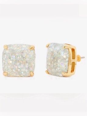 NWT Kate Spade Square Faux Opal Stud Earrings Goldtone & Dust Bag NWT